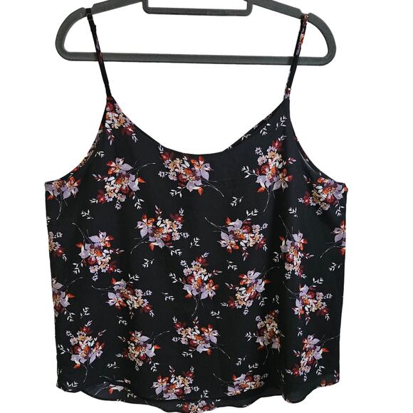 1State Womens L Lace Trim Wildflower Cami Tank Black Multicolor Floral Fairycore - Picture 4 of 6